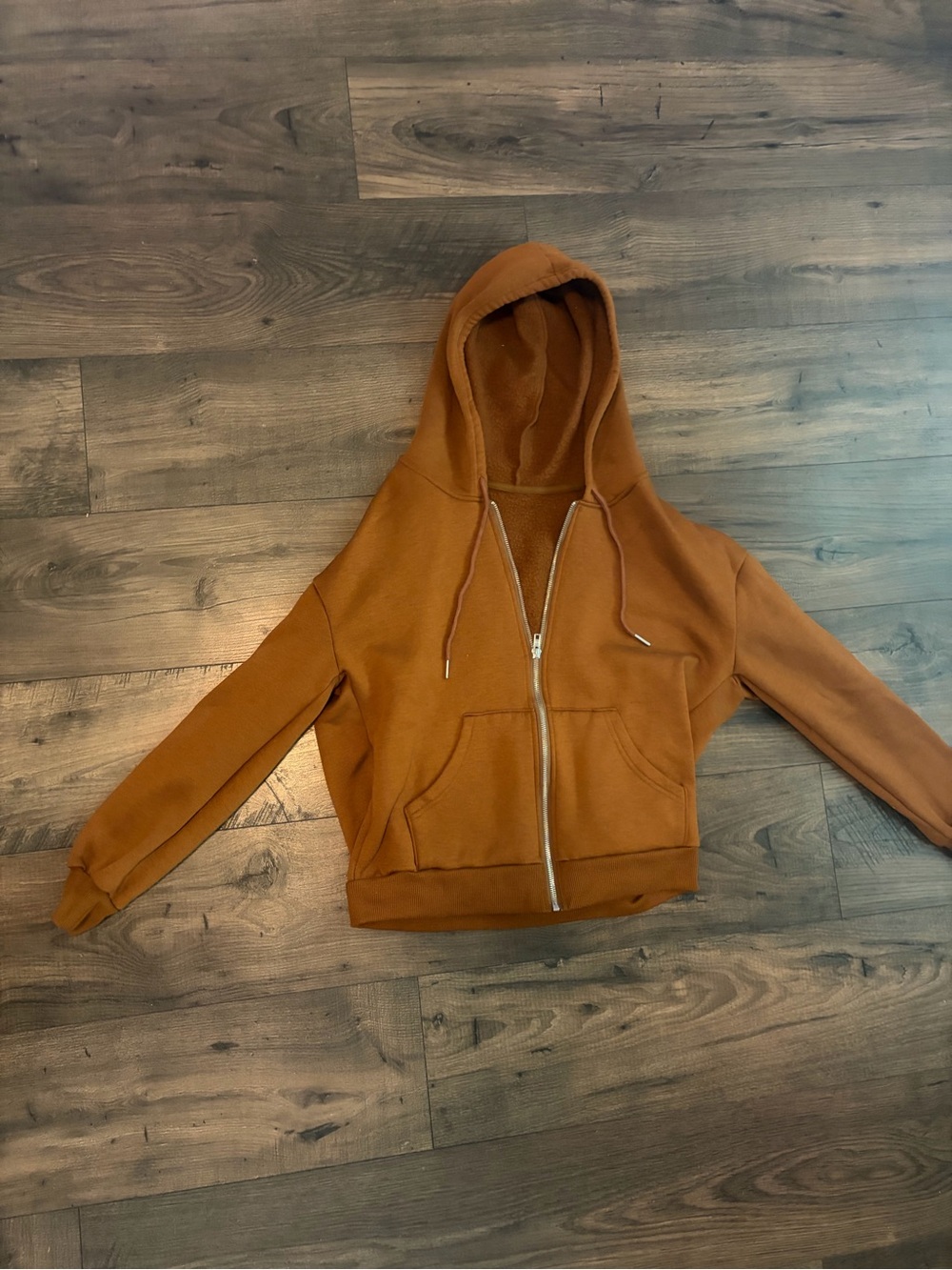 Women's Zip-Up Hooded Jacket - Rust